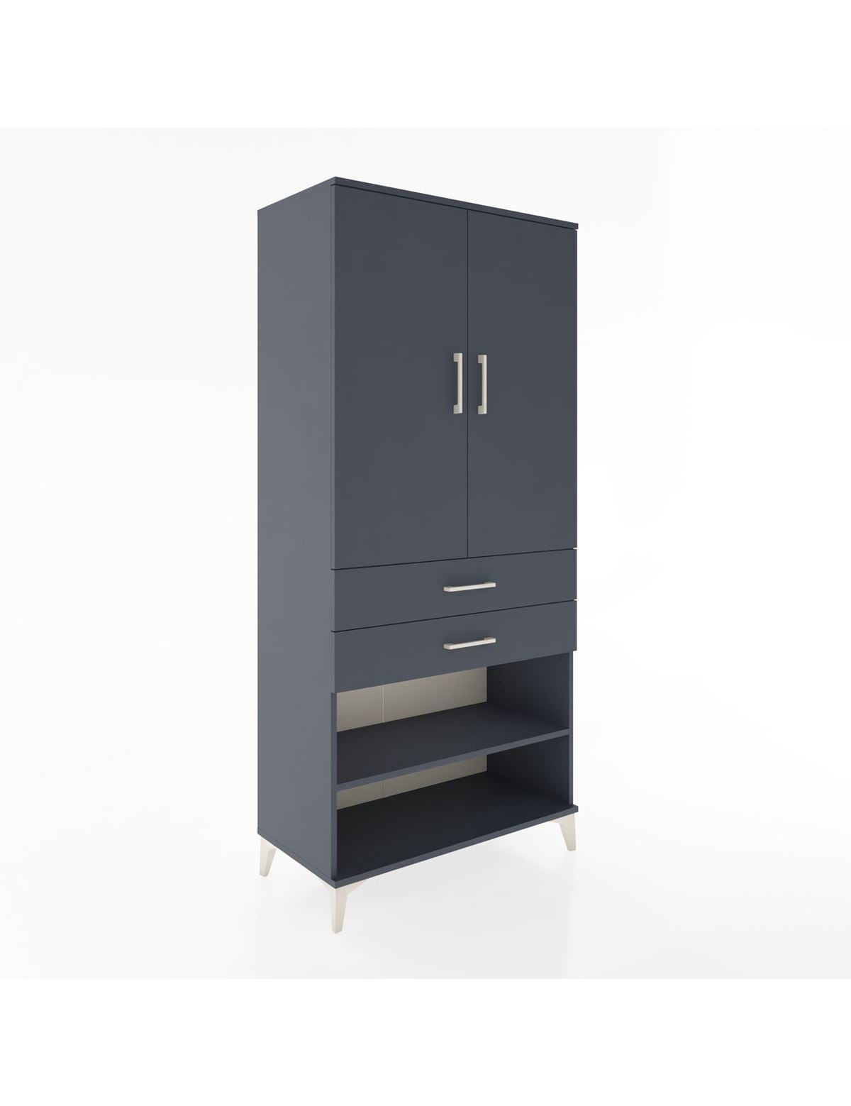 Hyperion Dolap 4 Raflı 2 Çekmeceli 2 Kapaklı 88x44x195 Antrasit-Antrasit