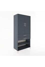 Hyperion Dolap 4 Raflı 2 Çekmeceli 2 Kapaklı 88x44x195 Antrasit-Antrasit