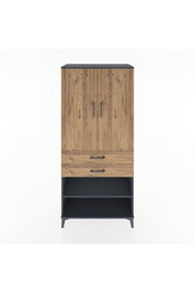 Hyperion Dolap 4 Raflı 2 Çekmeceli 2 Kapaklı 88x44x195 Antrasit-Çam