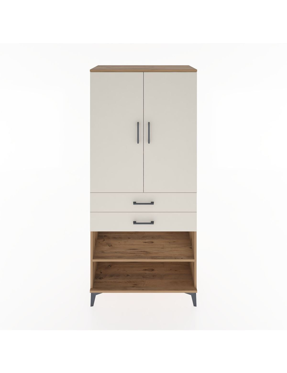 Hyperion Dolap 4 Raflı 2 Çekmeceli 2 Kapaklı 88x44x195 Çam-Aytaşı