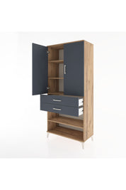 Hyperion Dolap 4 Raflı 2 Çekmeceli 2 Kapaklı 88x44x195 Çam-Antrasit