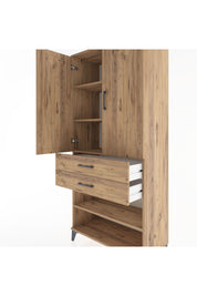 Hyperion Dolap 4 Raflı 2 Çekmeceli 2 Kapaklı 88x44x195 Çam-Çam