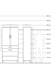 Hyperion Dolap 2 Raflı 2 Çekmeceli Tek Askılı 88x44x195 Çam-Antrasit