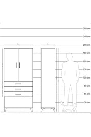 Hyperion Dolap Tek Raflı 3 Çekmeceli Tek Askılı 88x44x195 Antrasit-Antrasit