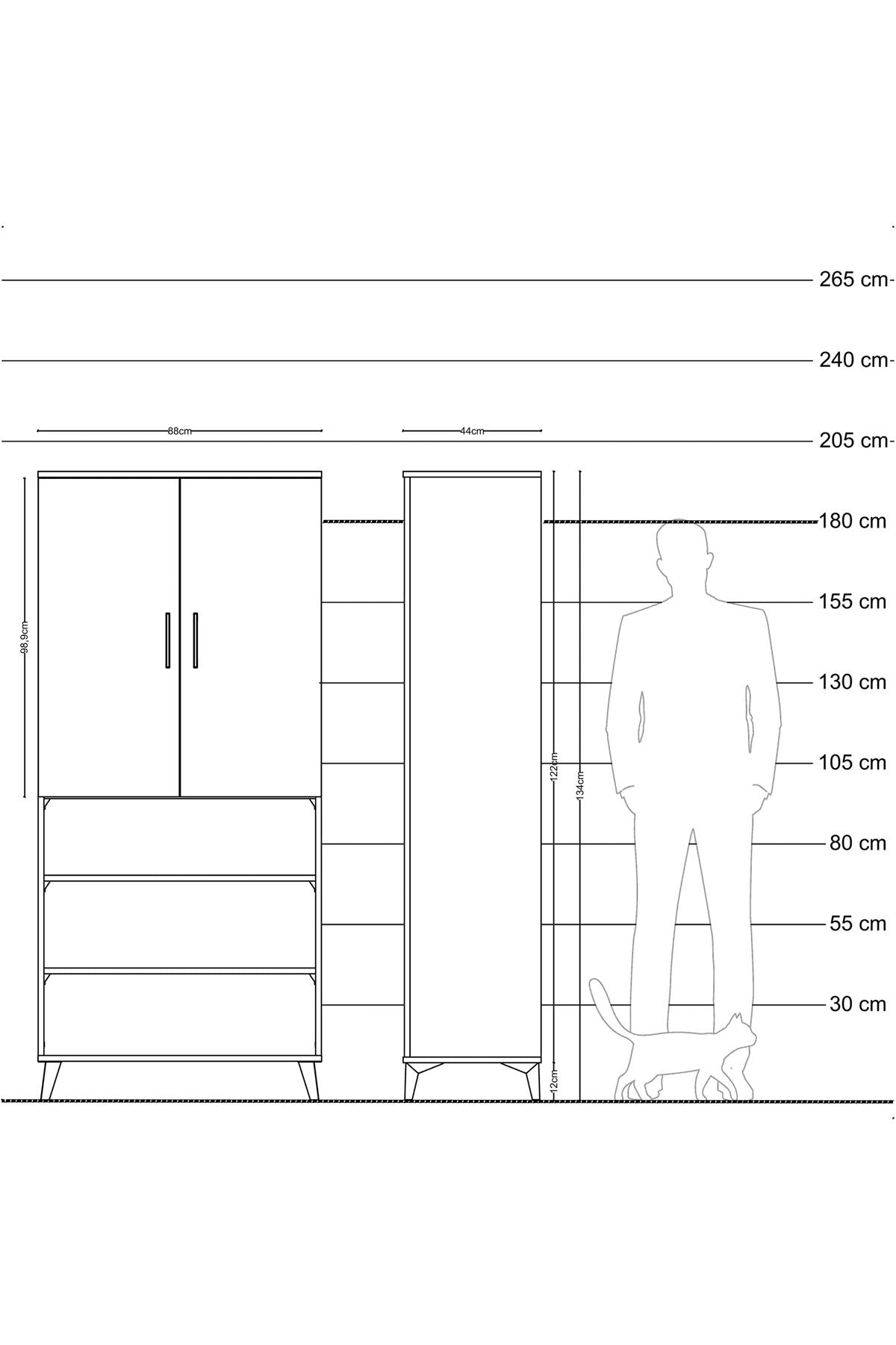 Hyperion Dolap 5 Raflı 2 Kapaklı 88x44x195 Antrasit-Çam