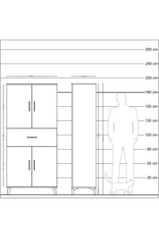 Hyperion Dolap 4 Raflı Tek Çekmeceli 4 Kapaklı 88x44x195 Çam-Çam