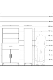 Hyperion Dolap 4 Raflı Tek Çekmeceli 2 Kapaklı 88x44x195 Çam-Antrasit