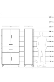 Hyperion Dolap 4 Raflı 2 Çekmeceli 4 Kapaklı 88x44x195 Çam-Antrasit