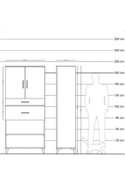 Hyperion Dolap 4 Raflı 2 Çekmeceli 2 Kapaklı 88x44x195 Çam-Çam