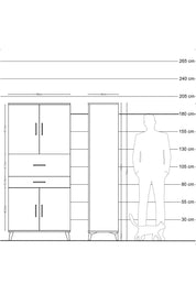 Hyperion Dolap 4 Raflı 2 Çekmeceli 4 Kapaklı 88x44x195 Antrasit-Çam