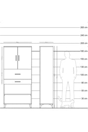 Hyperion Dolap 4 Raflı 2 Çekmeceli 2 Kapaklı 88x44x195 Antrasit-Çam