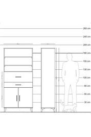 Hyperion Dolap 4 Raflı 2 Çekmeceli 2 Kapaklı 88x44x195 Çam-Antrasit