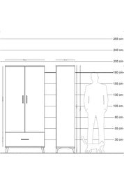 Hyperion Dolap 5 Raflı Tek Çekmeceli 2 Kapaklı 88x44x195 Çam-Çam