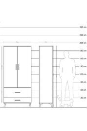 Hyperion Dolap 4 Raflı 2 Çekmeceli 2 Kapaklı 88x44x195 Antrasit-Antrasit