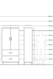 Hyperion Dolap 4 Raflı 2 Çekmeceli 2 Kapaklı 88x44x195 - S60M017V9B
