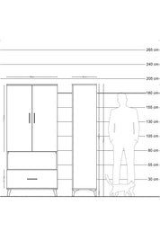 Hyperion Dolap 3 Raflı Tek Çekmeceli Tek Askılı 88x44x195 Aytaşı-Çam