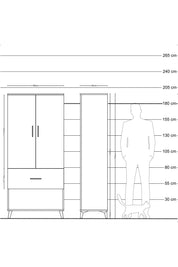 Hyperion Dolap 2 Raflı Tek Çekmeceli Tek Askılı 88x44x195 Çam-Antrasit