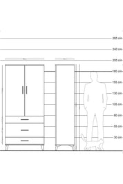 Hyperion Dolap 2 Raflı 3 Çekmeceli Tek Askılı 88x44x195 Antrasit-Antrasit