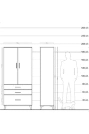 Hyperion Dolap 2 Raflı 3 Çekmeceli Tek Askılı 88x44x195 Aytaşı-Aytaşı