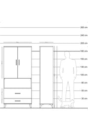 Hyperion Dolap 2 Raflı 2 Çekmeceli Tek Askılı 88x44x195 Çam-Antrasit