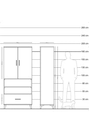 Hyperion Dolap 3 Raflı Tek Çekmeceli Tek Askılı 88x44x195 Çam-Antrasit