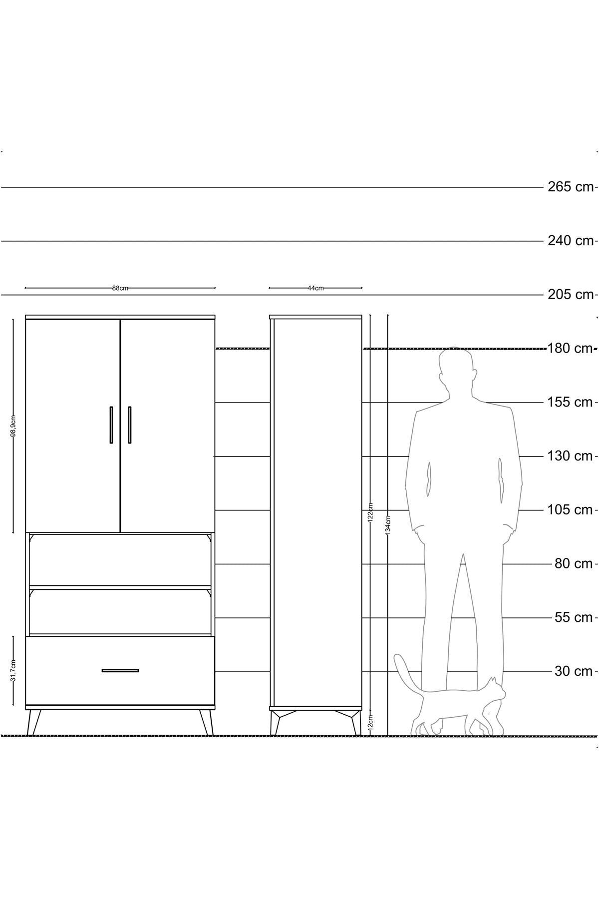 Hyperion Dolap 5 Raflı Tek Çekmeceli 2 Kapaklı 88x44x195 Aytaşı-Antrasit