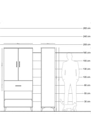 Hyperion Dolap 2 Raflı Tek Çekmeceli Tek Askılı 88x44x195 Çam-Aytaşı