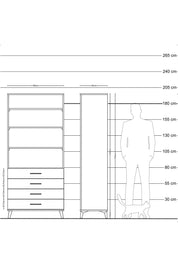 Hyperion Dolap 4 Raflı 4 Çekmeceli 88x44x195 Antrasit-Çam