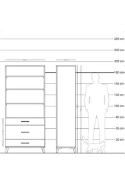 Hyperion Dolap 4 Raflı 3 Çekmeceli 88x44x195 Antrasit-Antrasit
