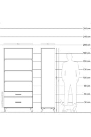 Hyperion Dolap 4 Raflı 2 Çekmeceli 88x44x195 Çam-Çam