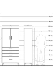 Hyperion Dolap Tek Raflı 4 Çekmeceli Tek Askılı 88x44x195 - S60M053V1B