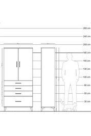 Hyperion Dolap Tek Raflı 4 Çekmeceli Tek Askılı 88x44x195 Antrasit-Antrasit