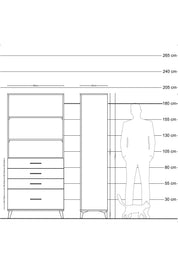 Hyperion Dolap 3 Raflı 4 Çekmeceli 88x44x195 - S60M055V9B