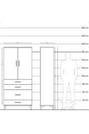 Hyperion Dolap Tek Raflı 4 Çekmeceli Tek Askılı 88x44x195 Antrasit-Antrasit