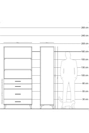 Hyperion Dolap 3 Raflı 4 Çekmeceli 88x44x195 Antrasit-Aytaşı