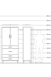 Hyperion Dolap Tek Raflı 4 Çekmeceli Tek Askılı 88x44x195 Aytaşı-Çam