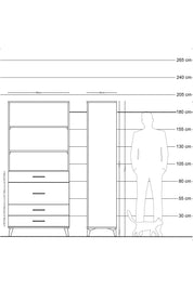 Hyperion Dolap 3 Raflı 4 Çekmeceli 88x44x195 Antrasit-Çam