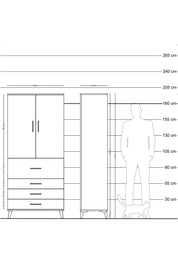 Hyperion Dolap Tek Raflı 4 Çekmeceli Tek Askılı 88x44x195 Aytaşı-Antrasit
