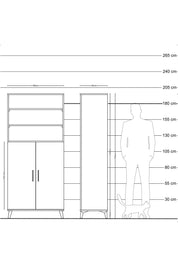 Hyperion Dolap 5 Raflı 2 Kapaklı 88x44x195 Çam-Antrasit