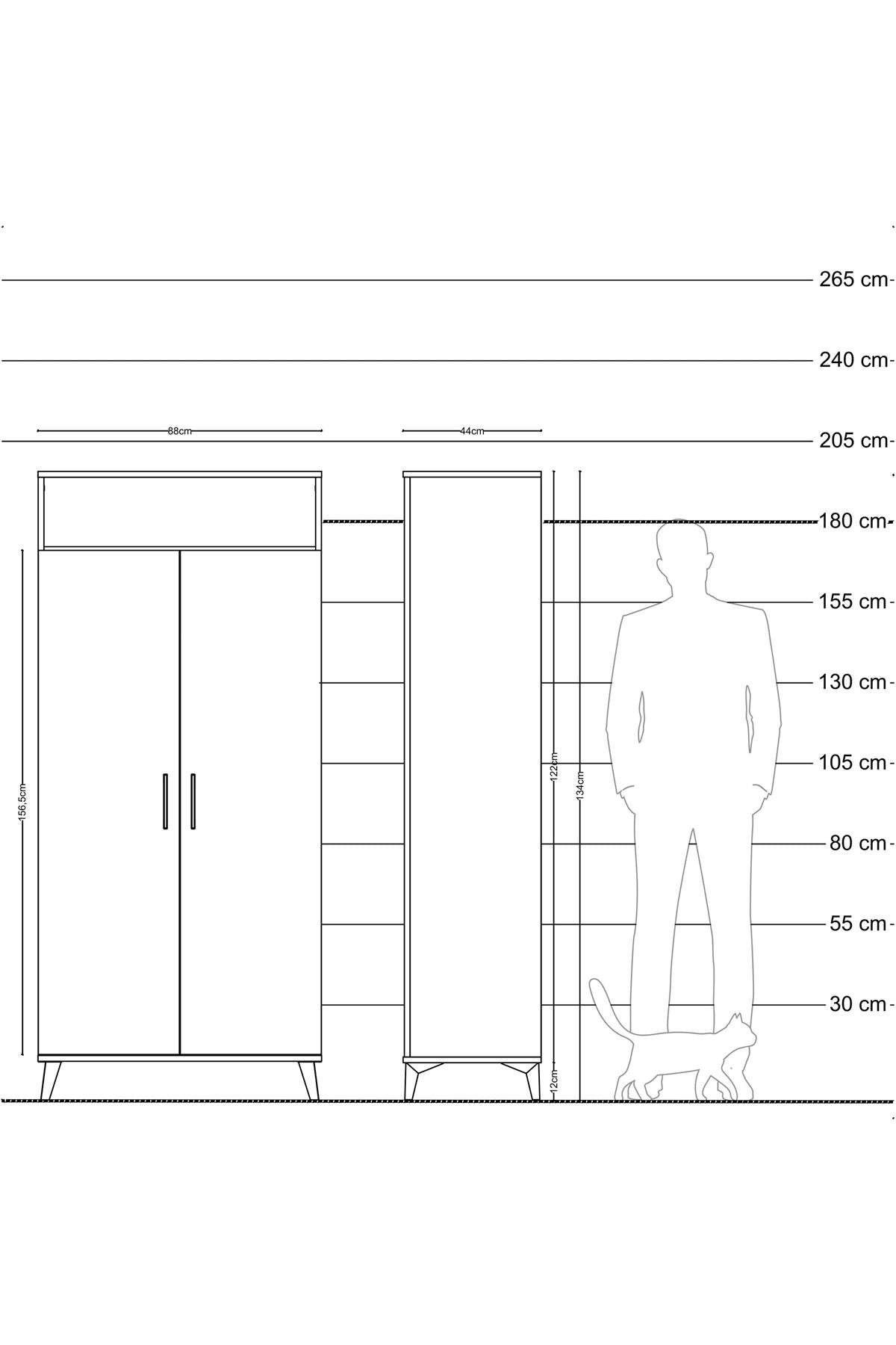 Hyperion Dolap 5 Raflı 2 Kapaklı 88x44x195 Antrasit-Çam