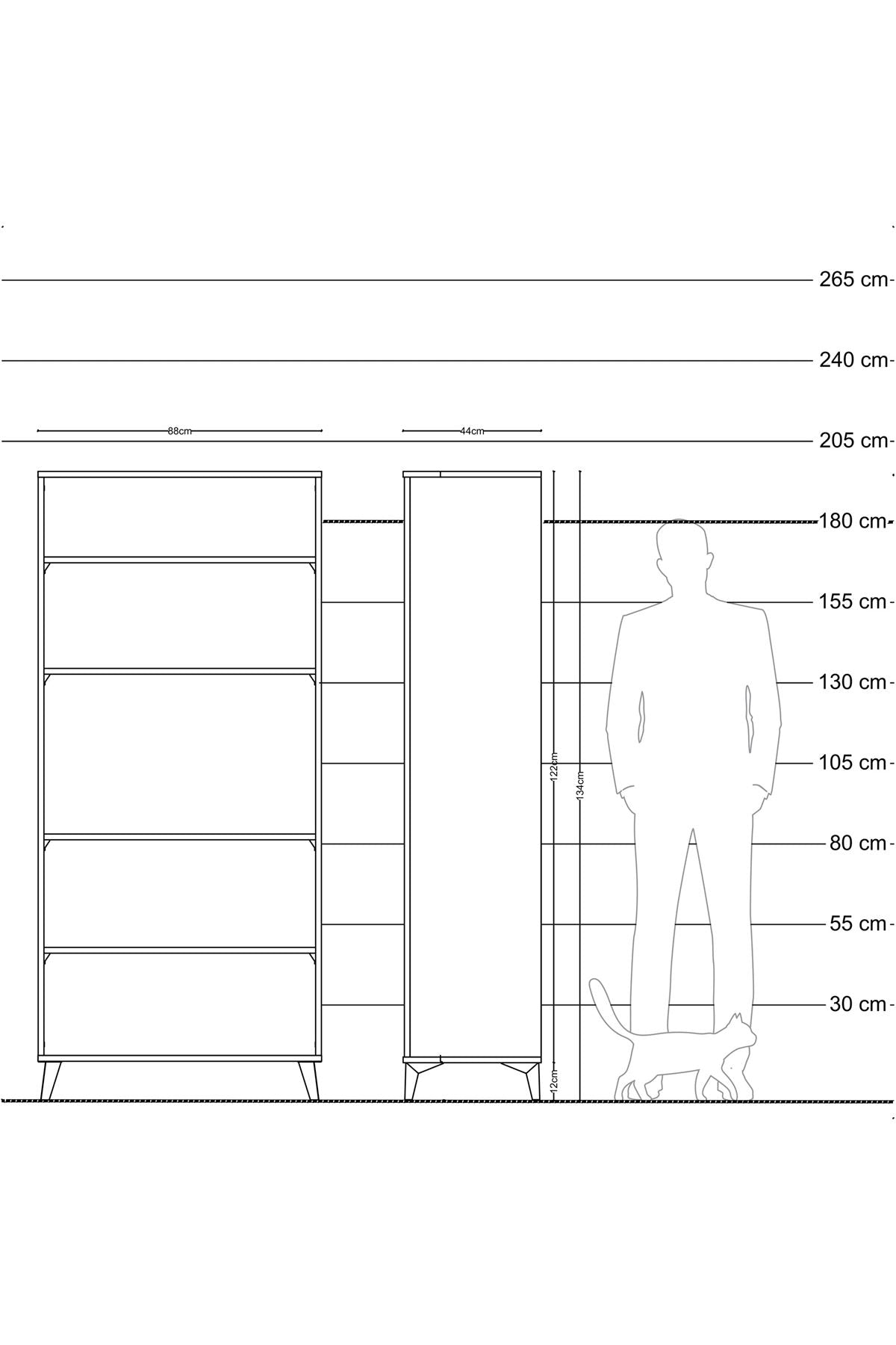 Hyperion Dolap 5 Raflı 88x44x195 Çam-Antrasit