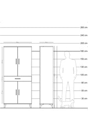 Hyperion Dolap 4 Raflı Tek Çekmeceli 4 Kapaklı 88x44x195 Çam-Antrasit