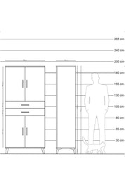 Hyperion Dolap 4 Raflı 2 Çekmeceli 4 Kapaklı 88x44x195 Çam-Antrasit