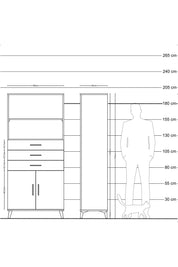 Hyperion Dolap 3 Raflı 3 Çekmeceli 2 Kapaklı 88x44x195 Antrasit-Antrasit