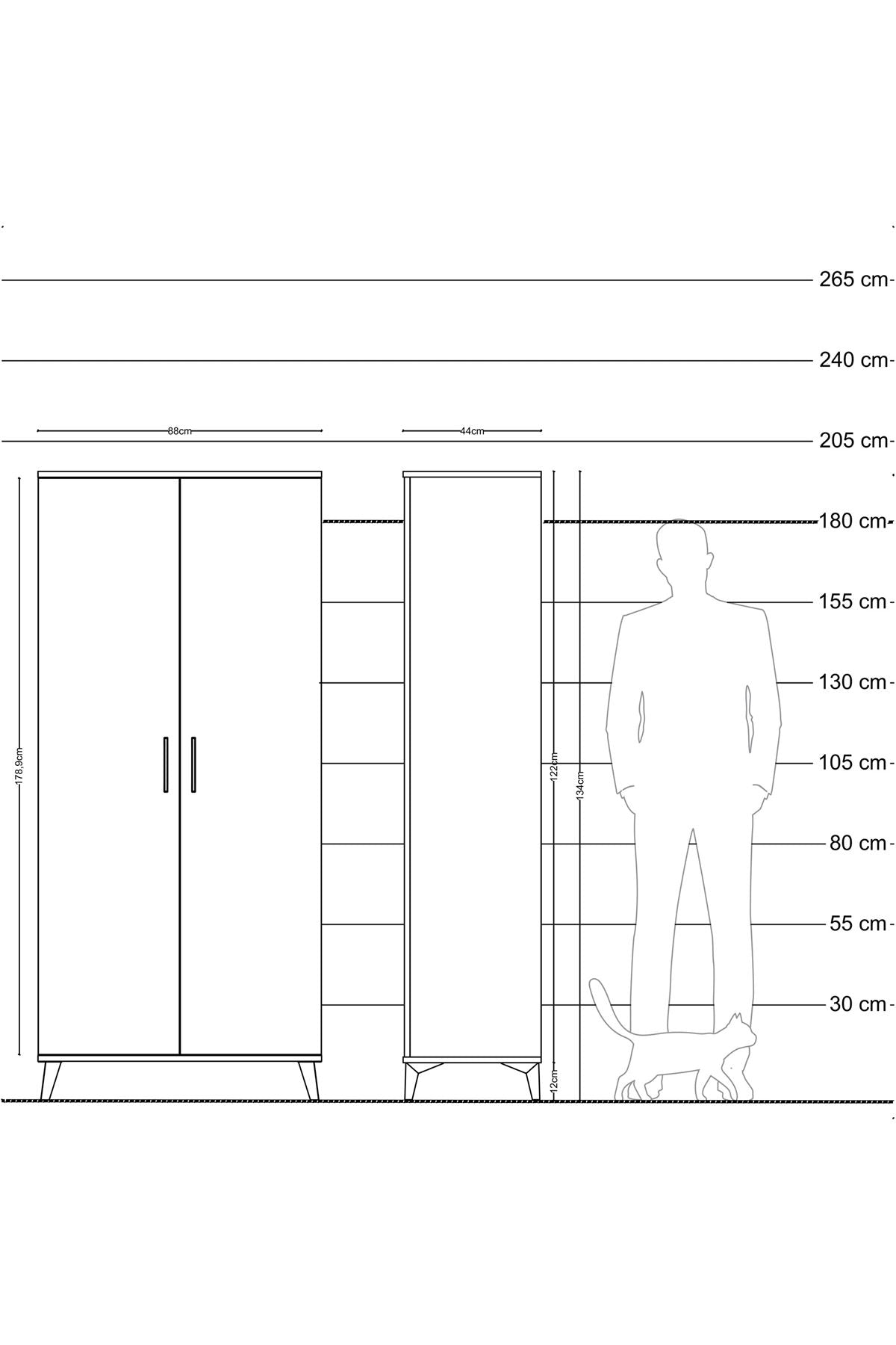 Hyperion Dolap 5 Raflı 2 Kapaklı 88x44x195 Çam-Aytaşı