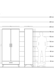 Hyperion Dolap 5 Raflı Tek Çekmeceli 2 Kapaklı 88x44x195 Antrasit-Antrasit