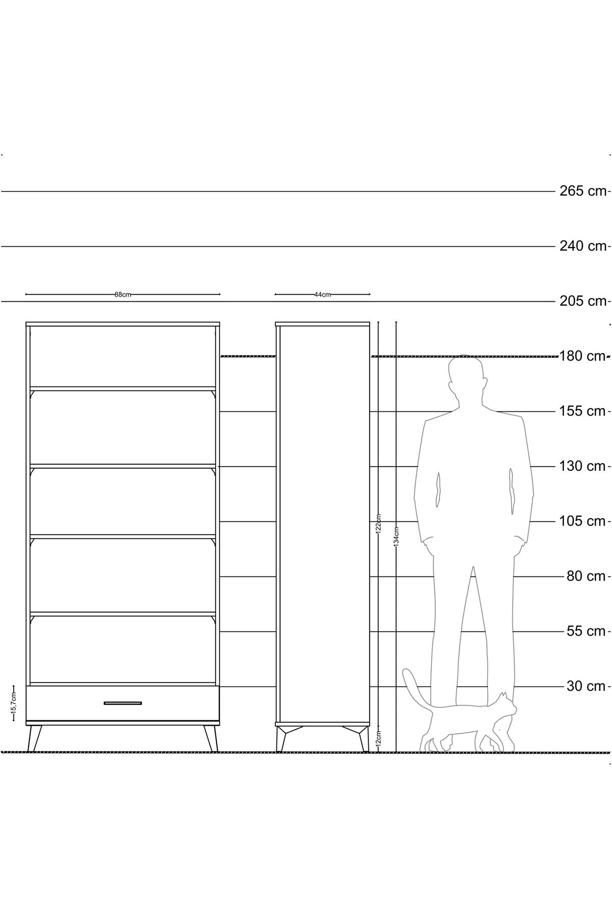 Hyperion Dolap 5 Raflı Tek Çekmeceli 88x44x195 Aytaşı-Antrasit