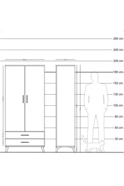Hyperion Dolap 5 Raflı 2 Çekmeceli 2 Kapaklı 88x44x195 Çam-Antrasit
