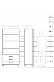 Hyperion Dolap 4 Raflı 3 Çekmeceli 88x44x195 Antrasit-Çam