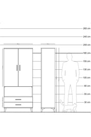 Hyperion Dolap 5 Raflı 2 Çekmeceli 2 Kapaklı 88x44x195 Antrasit-Çam
